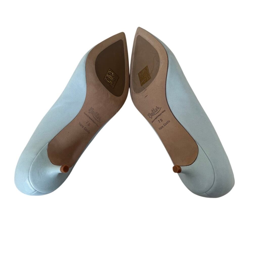 Butter Natacha Massi Made in Italy Blue Leather Kitten Heel Pumps Size 7B - Picture 5 of 5